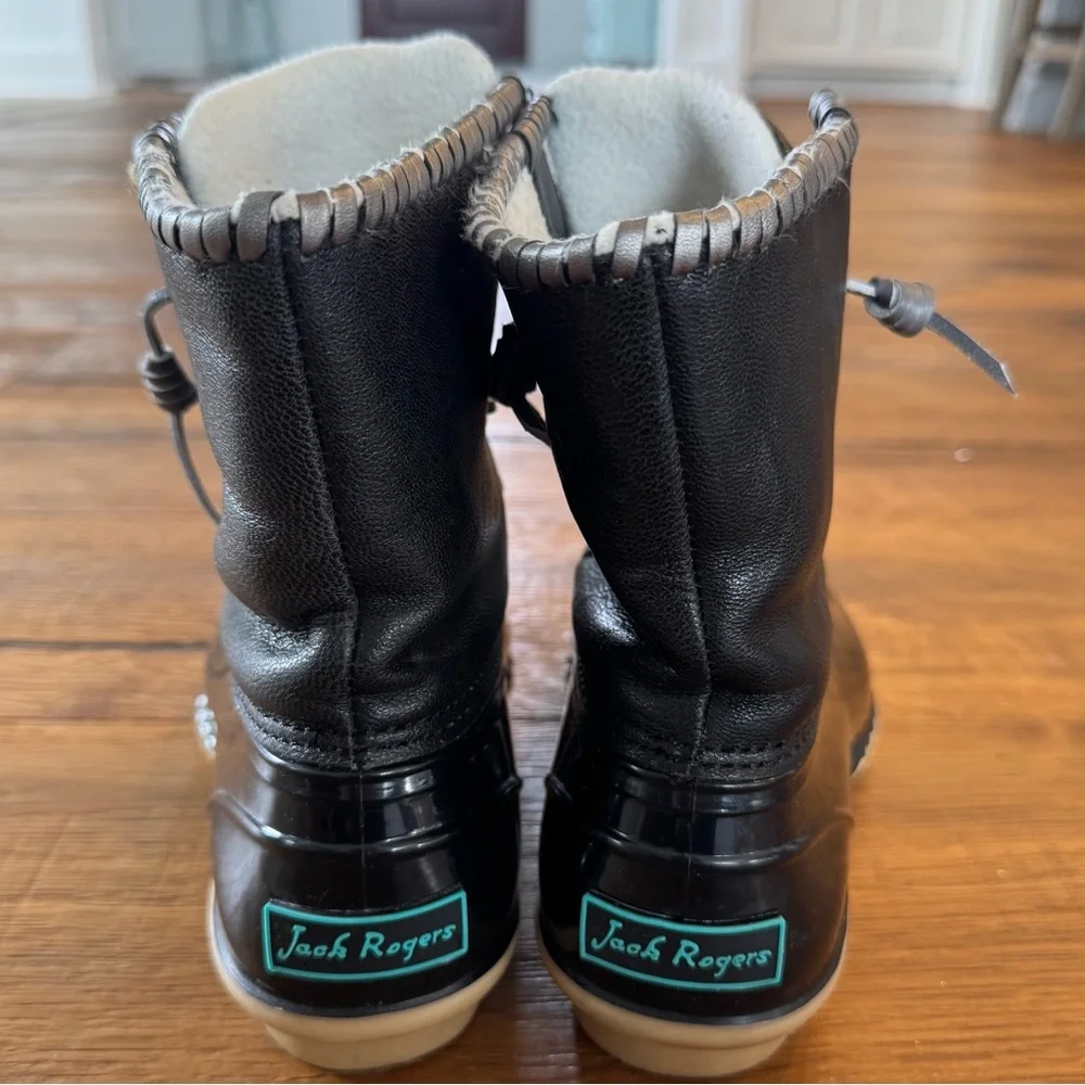 Jack Rogers Black Lace-Up Waterproof Winter Boots with Cream Soles
